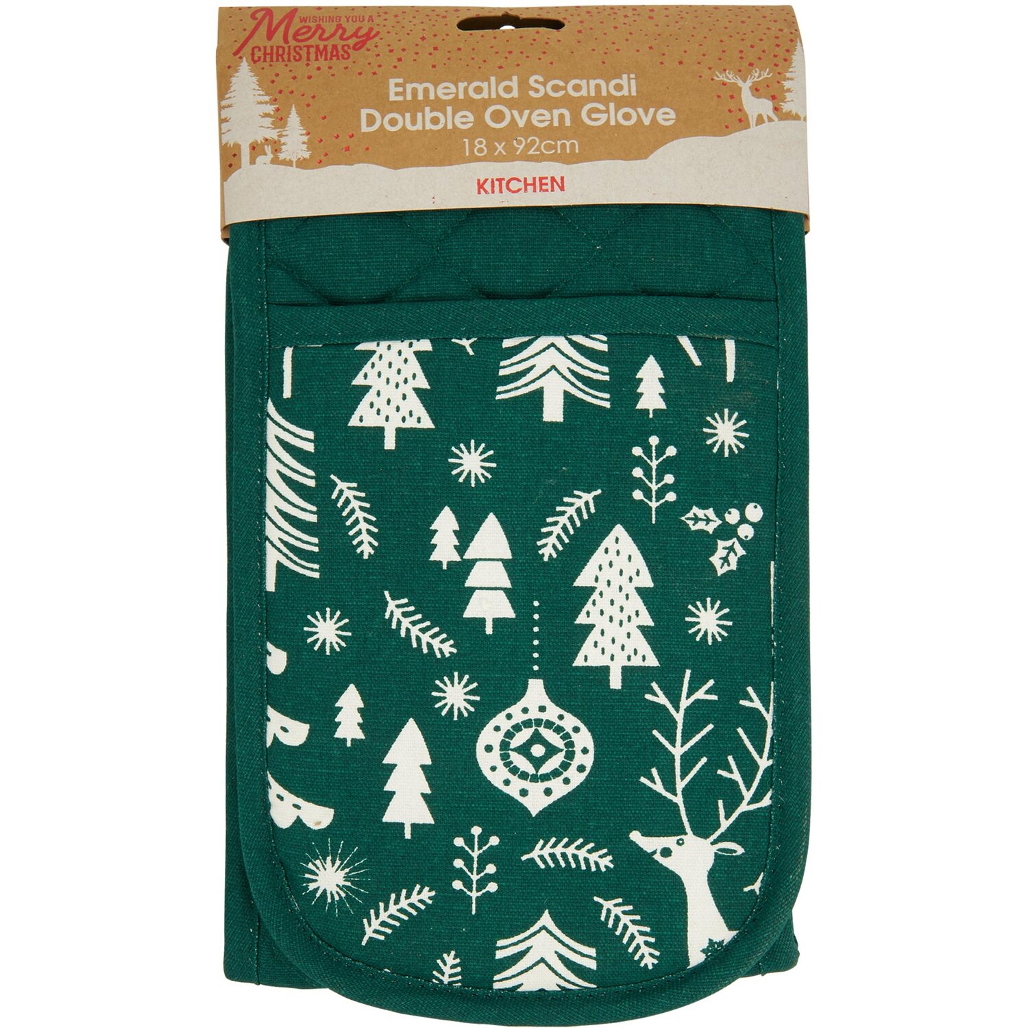 Emerald Scandi Double Oven Glove - Green Image 1
