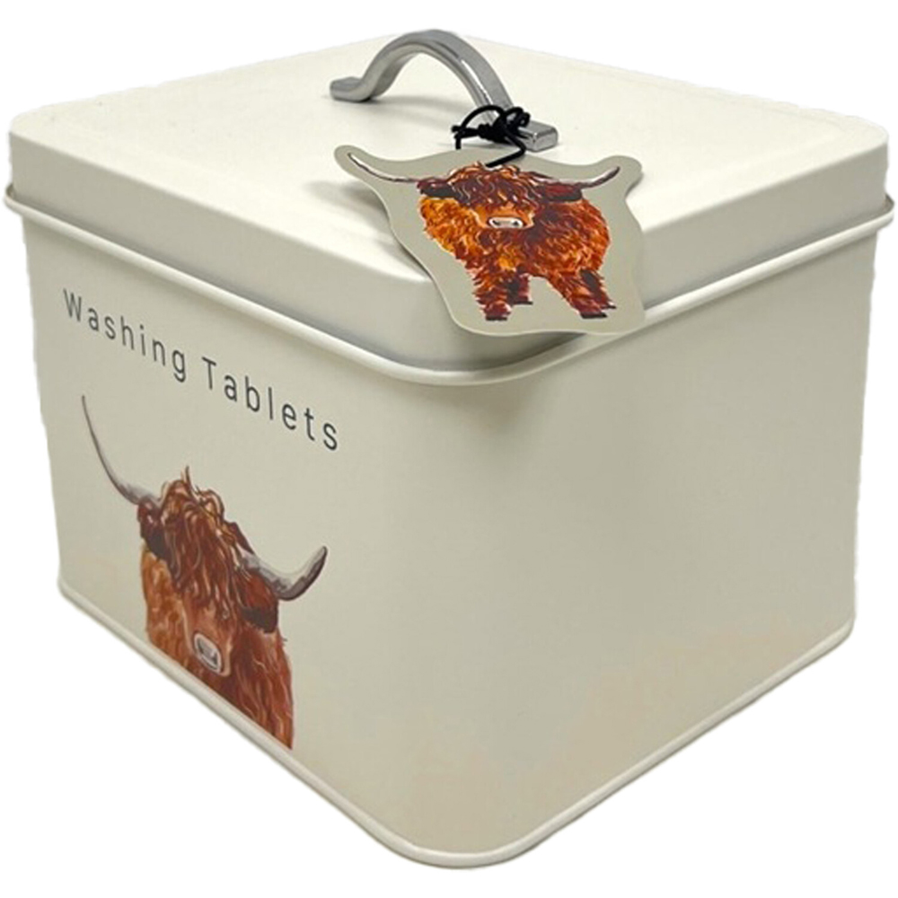 Highland Cow Washing Tablet Box White Image 1