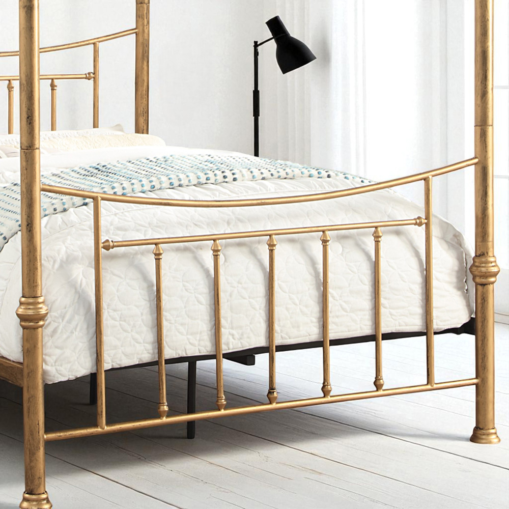 OAT Home Westminster 4 Poster King Size Antique Brass Effect Metal Bed Image 3