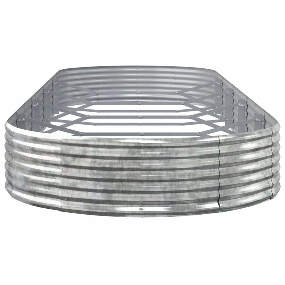 vidaXL Silver Galvanised Steel Oval Raised Garden Bed 450 x 140 x 36cm Image 3