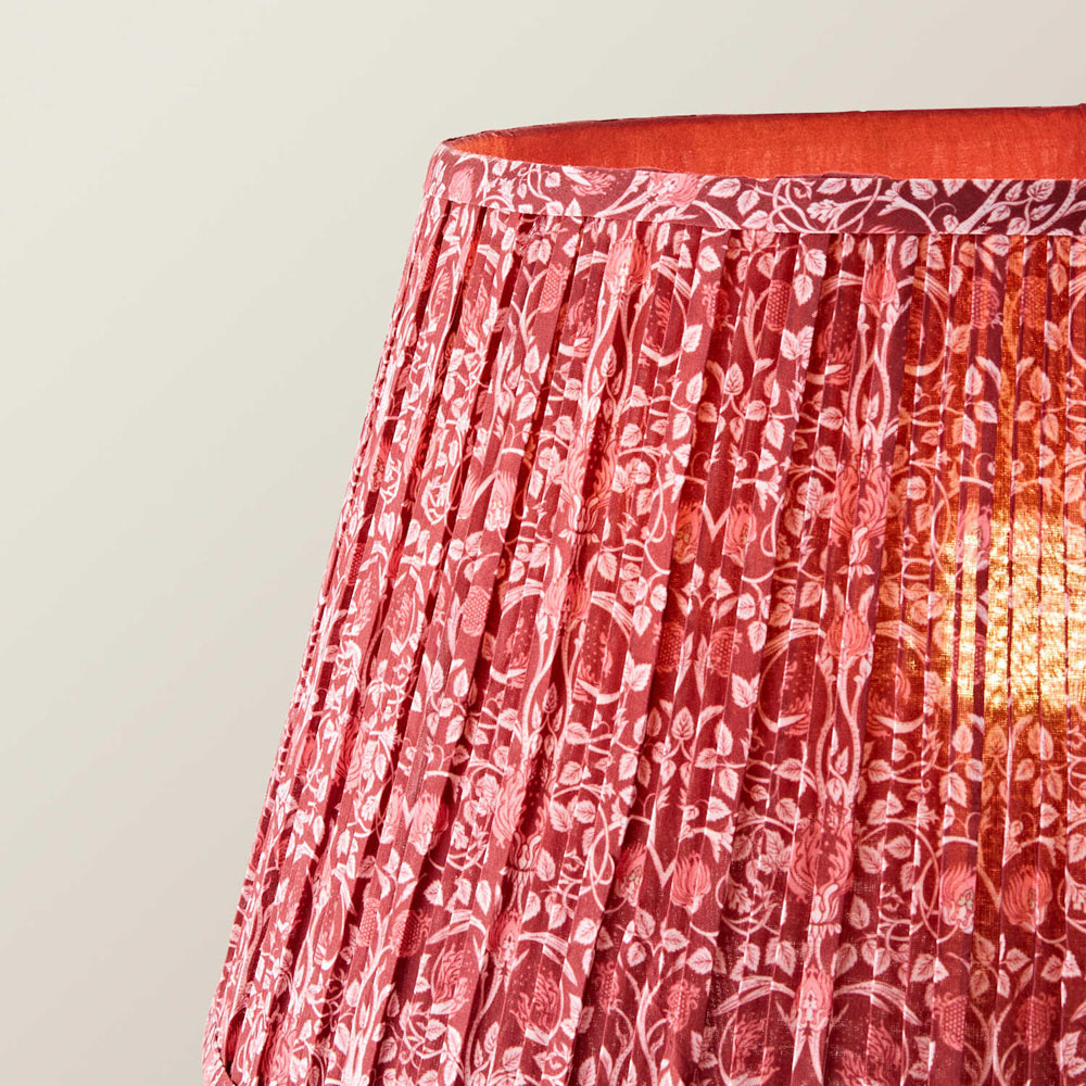ValueLights Bobble Burgundy Pleated Shade Walnut Wooden Floor Lamp with Bulb Image 4
