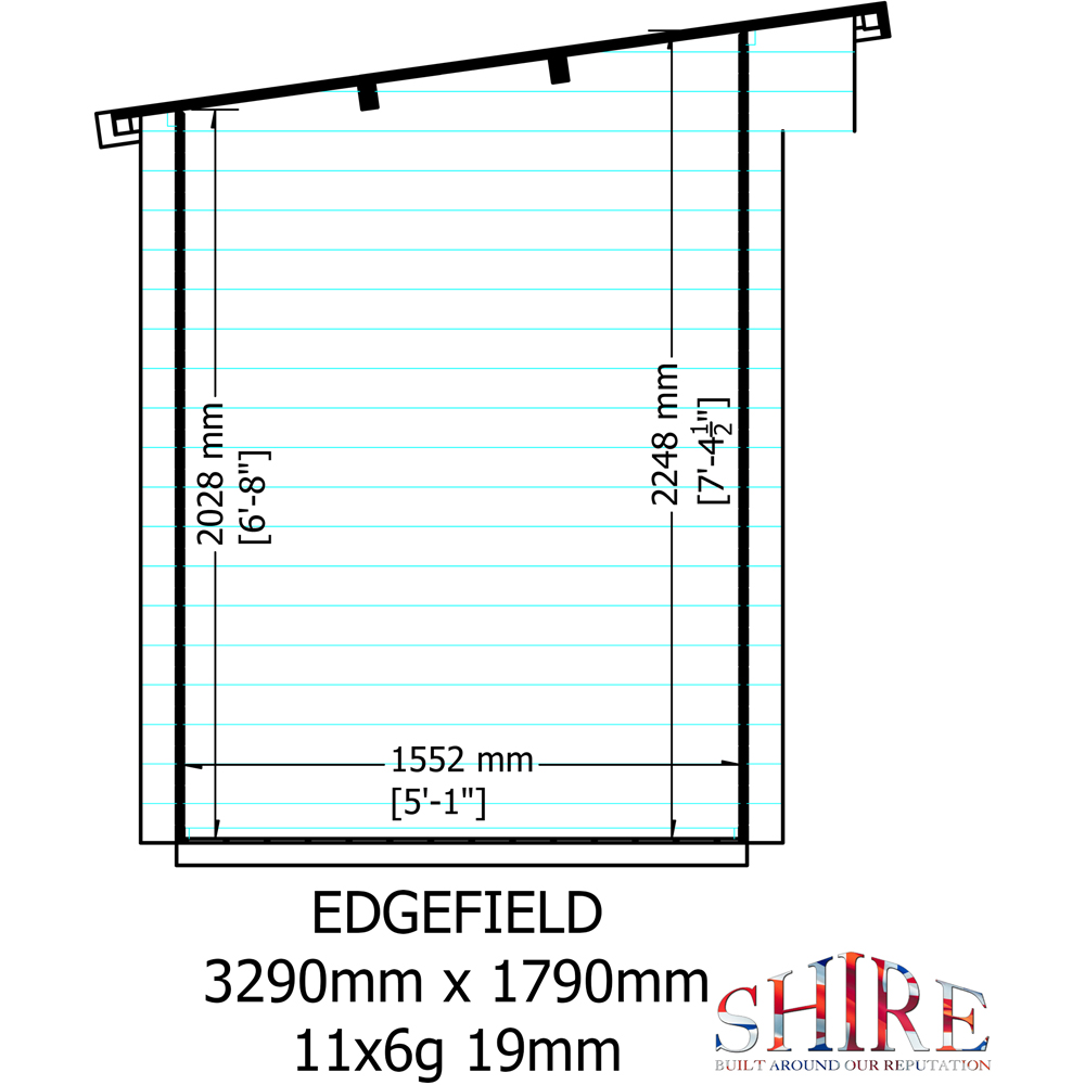 Shire Edgefield 11 x 6ft Apex Garden Log Cabin Image 8