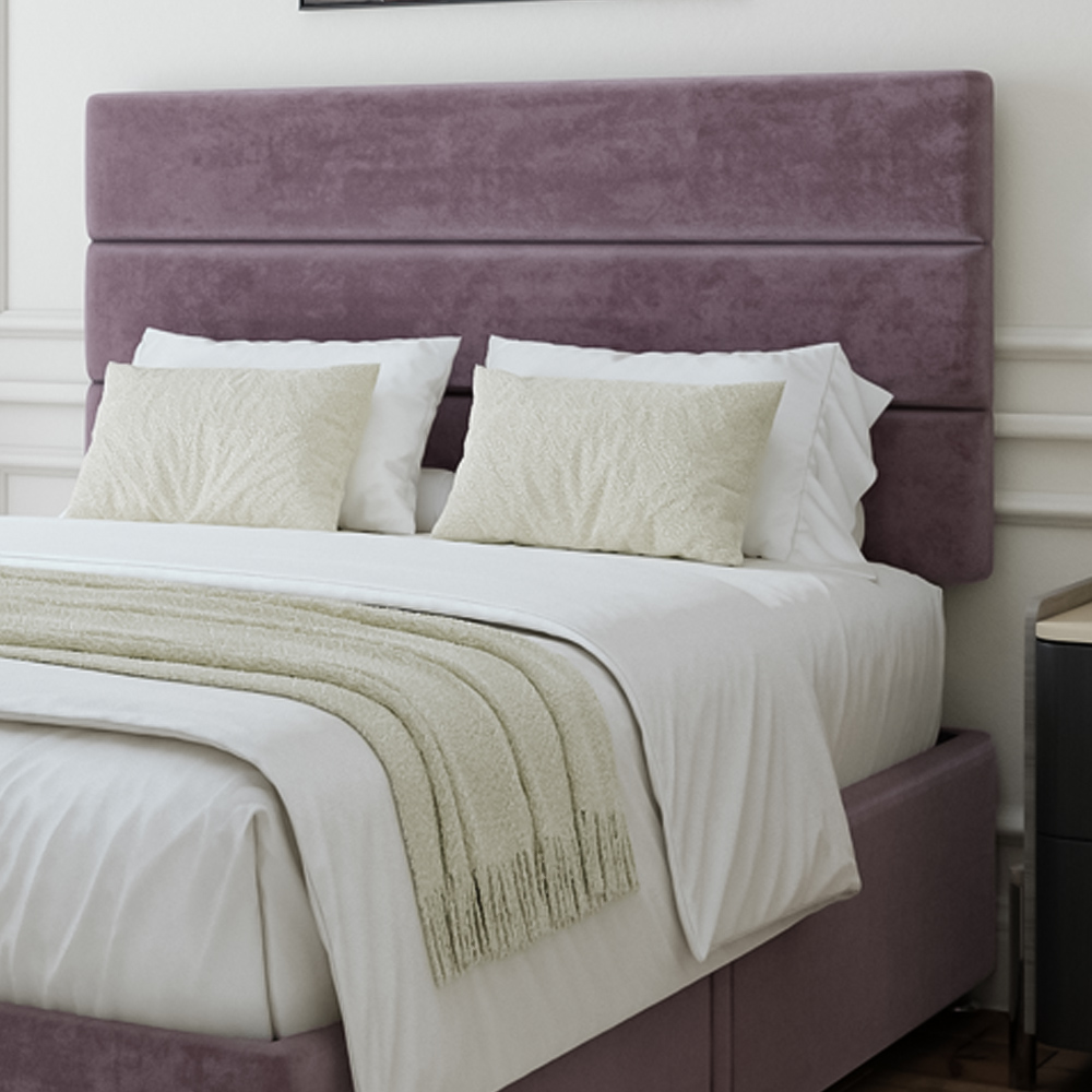Bedmaster King Size Mauve Naples Velvet 2 Drawer Divan Base with Milan Headboard Image 2