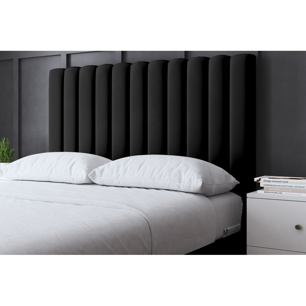 DS Living Evangeline Double Black Upholstered Bed Frame with Headboard Image 3