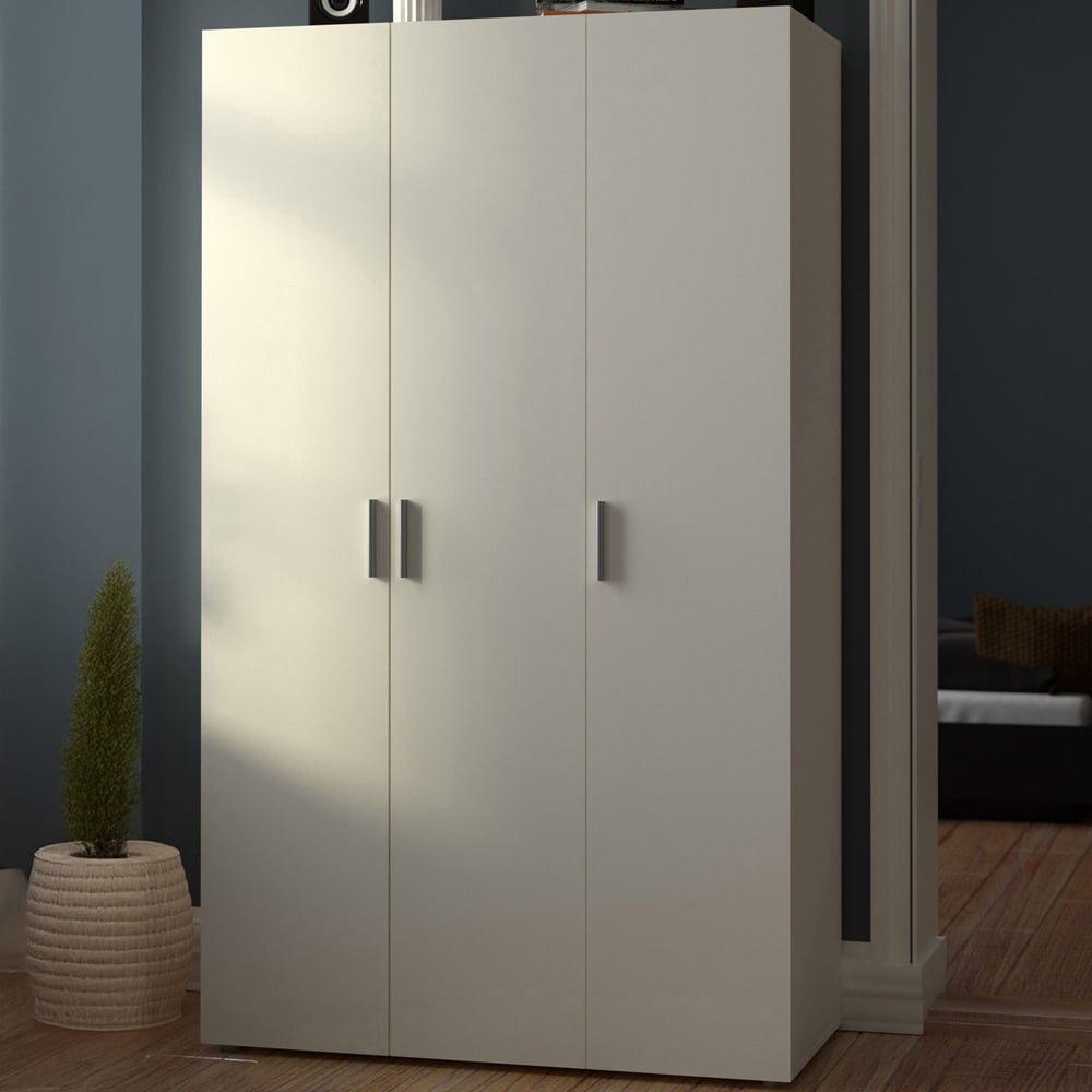 Florence 3 Door White Woodgrain Wardrobe Image 1