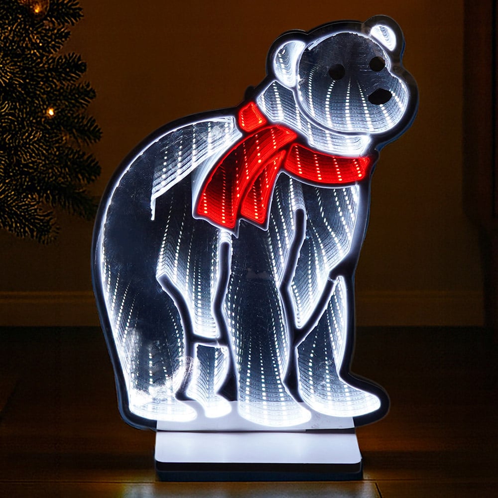 Xmas Haus 175 Super Bright LED Polar Bear Infinity Light 32 x 42cm Image 1