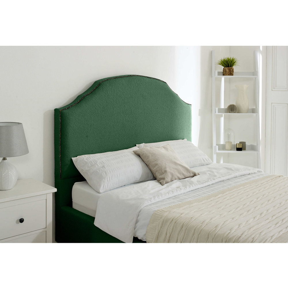 Eleganza Sareen Single Green Plush Velvet Bed Frame with Curved Headboard Image 2