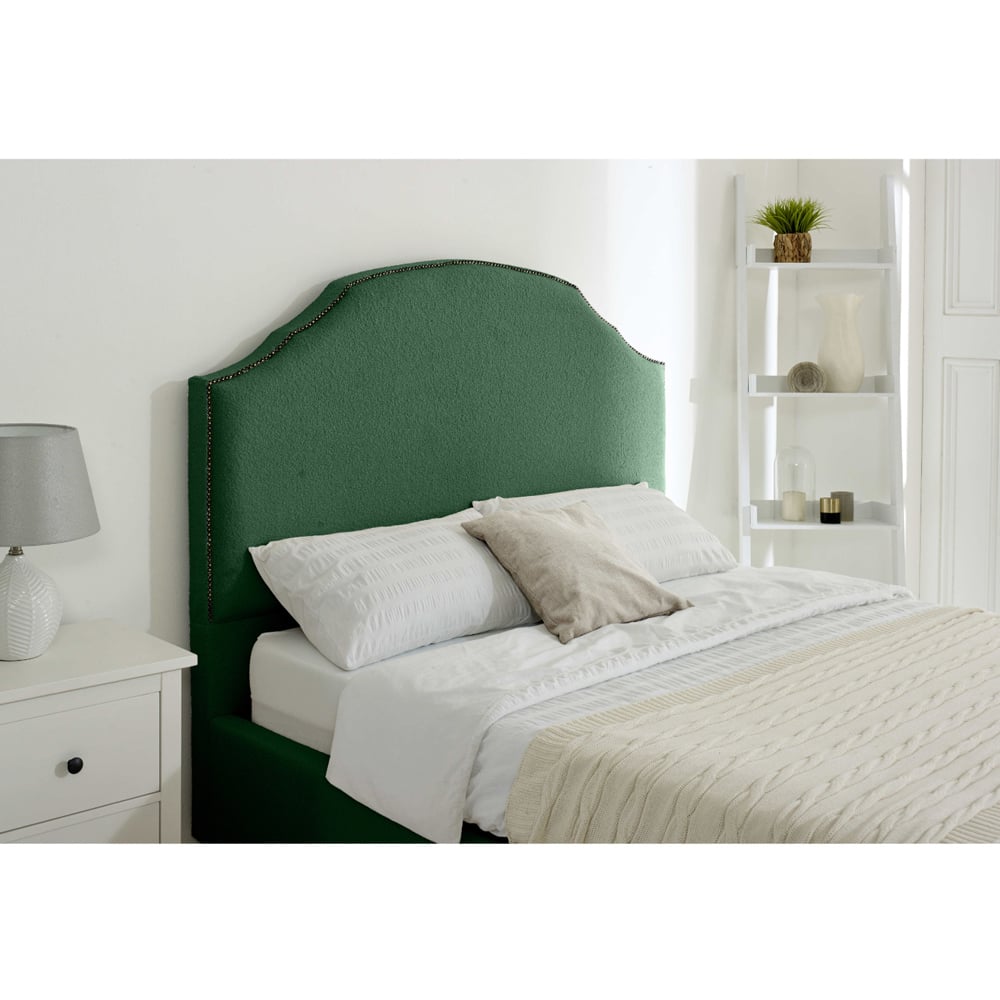 Eleganza Sareen Double Green Plush Velvet Bed Frame with Curved Headboard Image 2