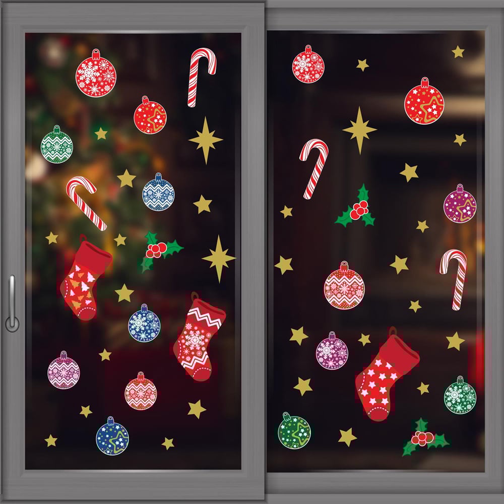 Walplus Merry Double-Sided Christmas Window Stickers 54 Piece Image 1