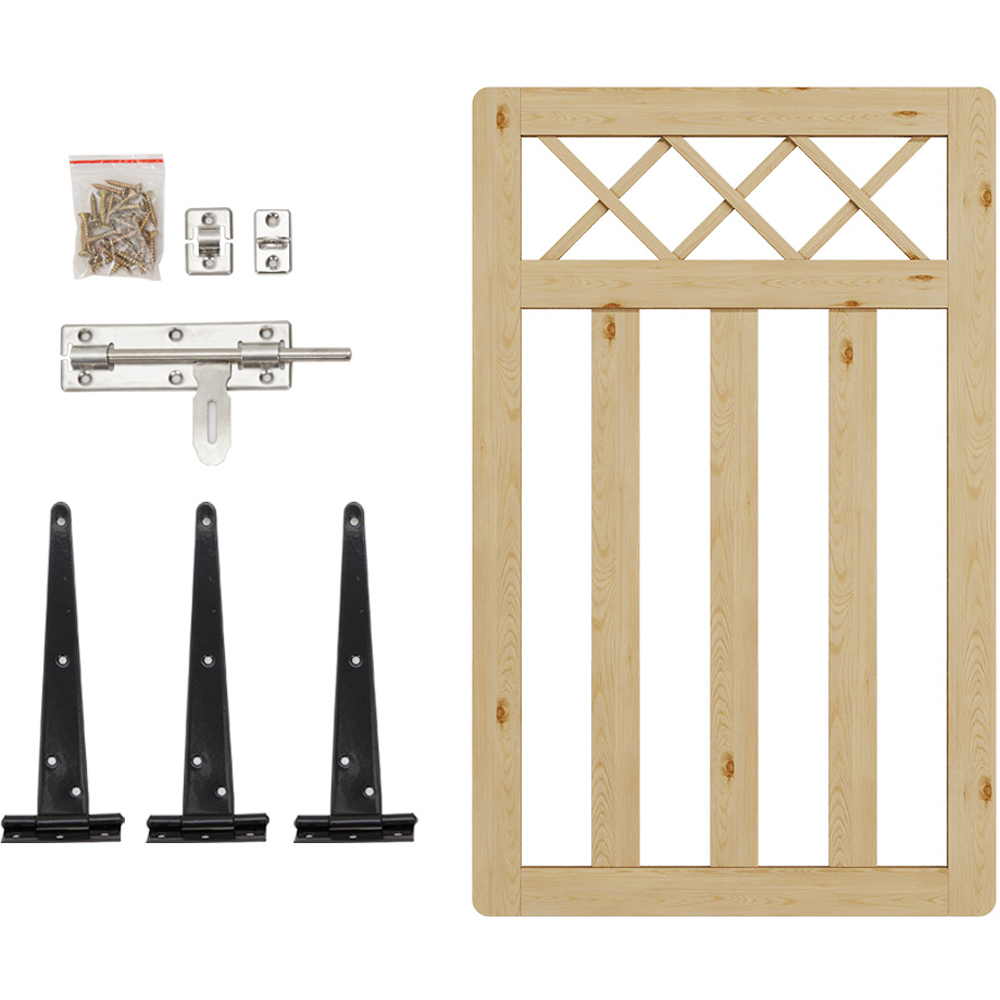 Outdoor Cross Top Wooden Nature Garden Fence Door, 120 x 76 x 2.5cm Image 5