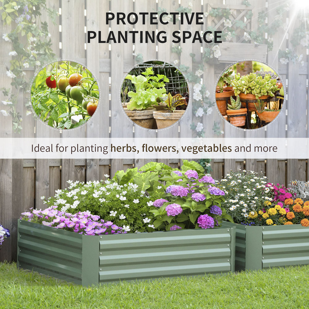 Outsunny Green Galvanised Steel Easy Setup Raised Garden Bed Planter 2 Pack Image 7
