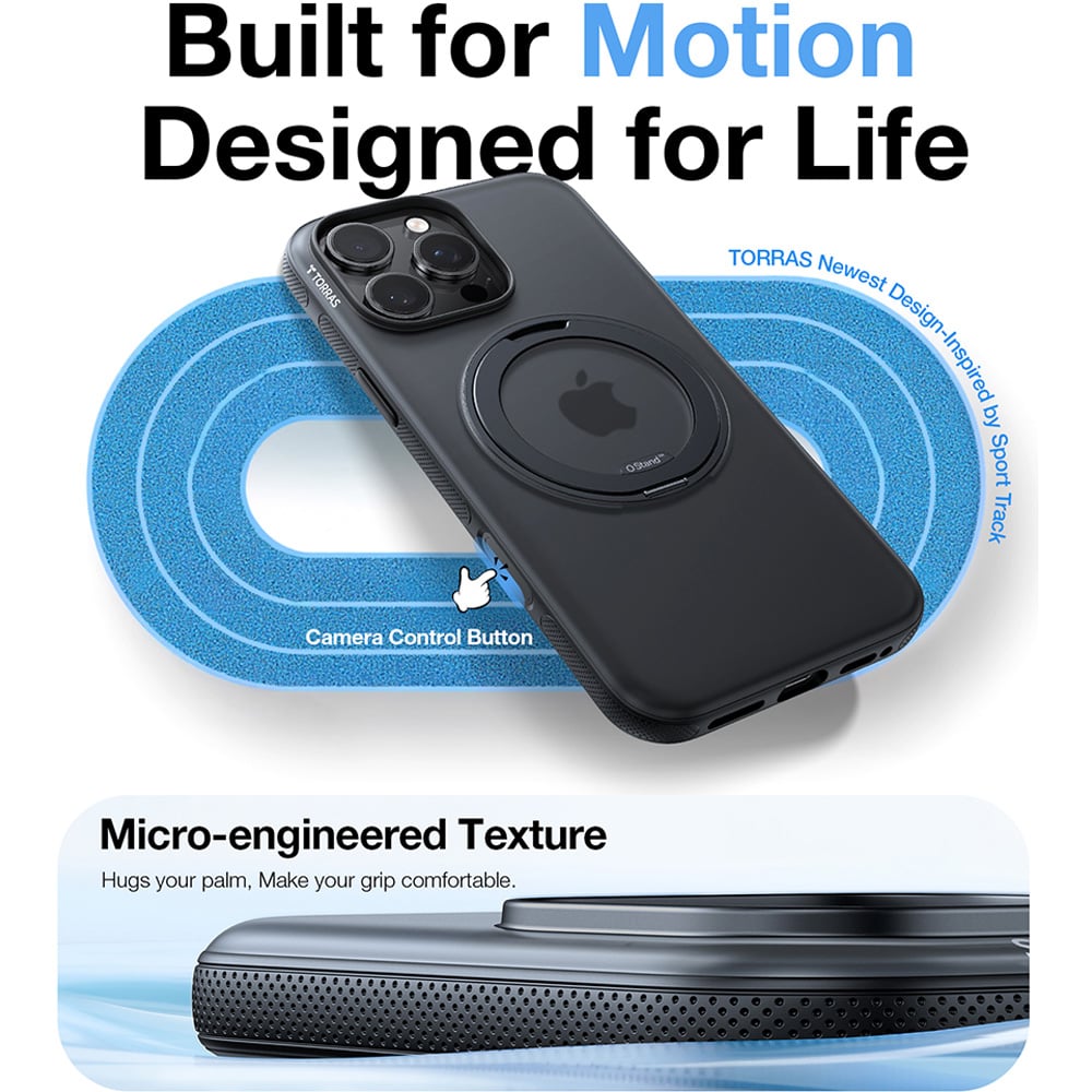 Torras Ostand R Black iPhone 16 Pro Fitness Phone Case Image 3