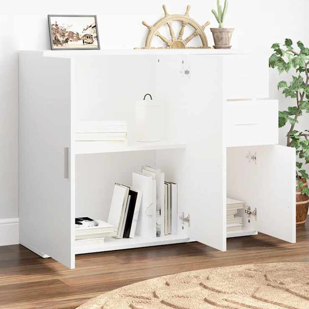 vidaXL 3 Door 2 Drawer White Sideboard Image 1