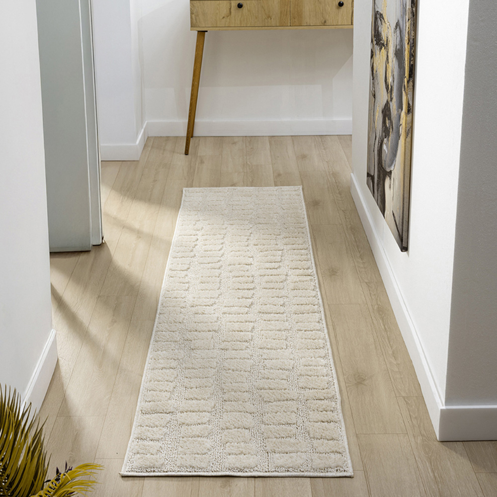 Desire Rugs Isabella Cream Embossed Cobble Rug 60 x 220cm Image 2