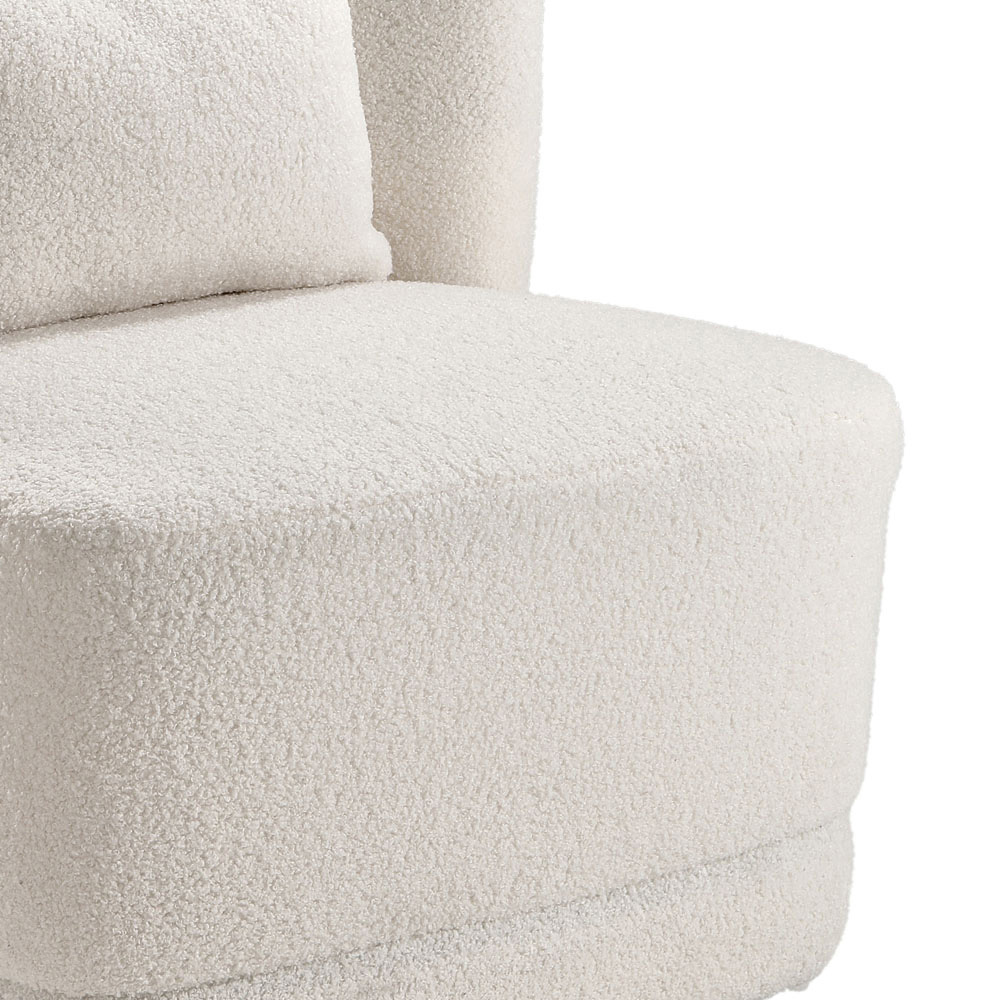 Living and Home White Teddy Fur Upholstered Swivel Barrel Chair Image 5