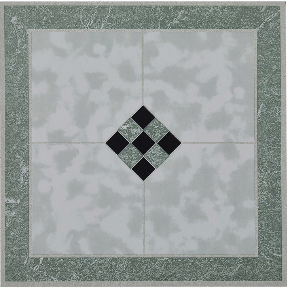 Living and Home Green Self-Adhesive PVC Flooring Tile 10 Pack Image 2