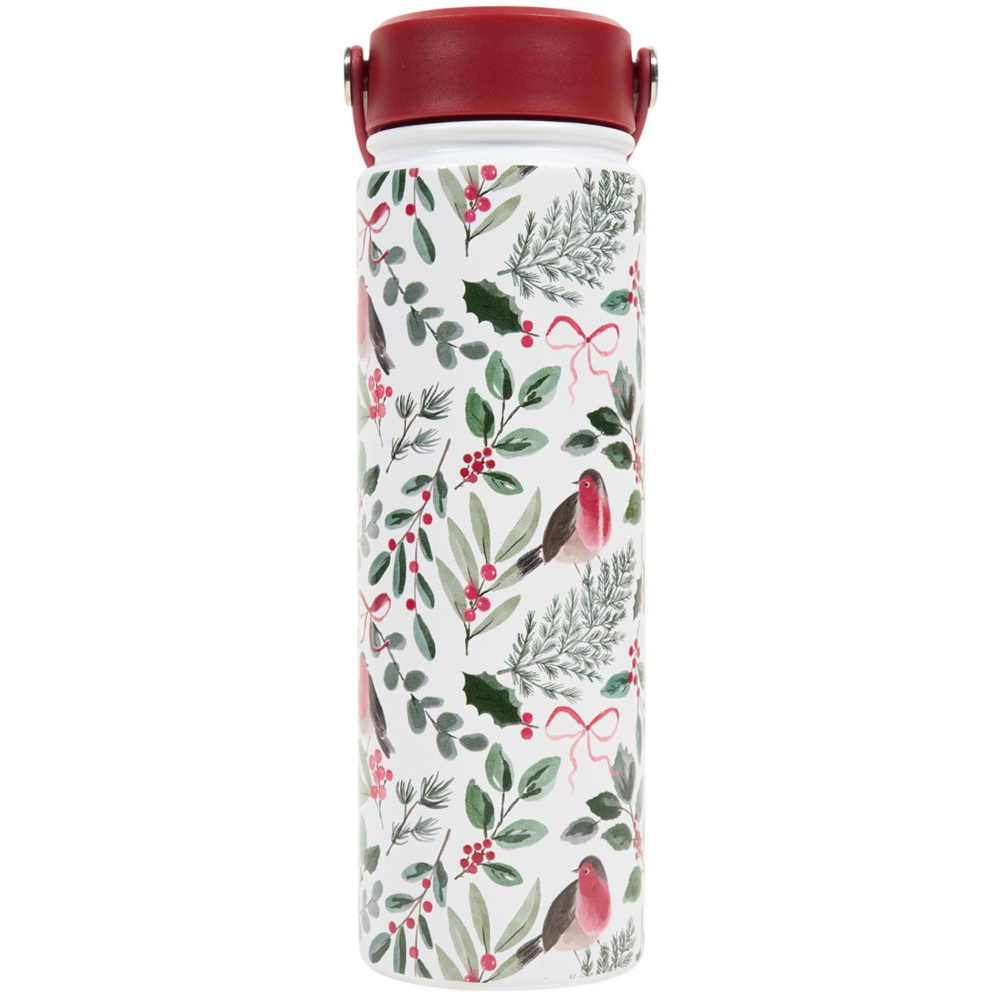 Festive Robin Stainless Steel Bottle with Lid Image 6