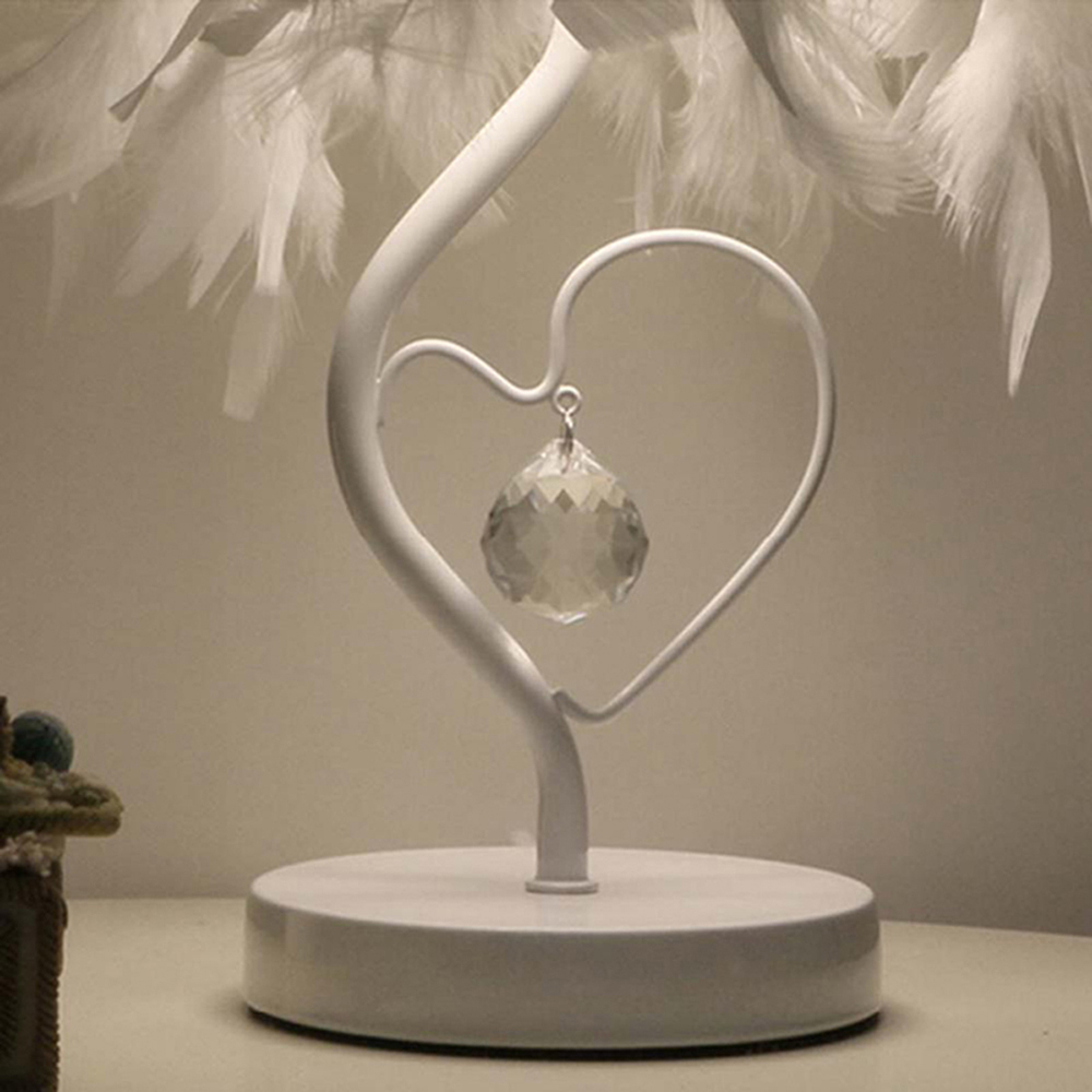 Living and Home Feather White Table Lamp Image 3