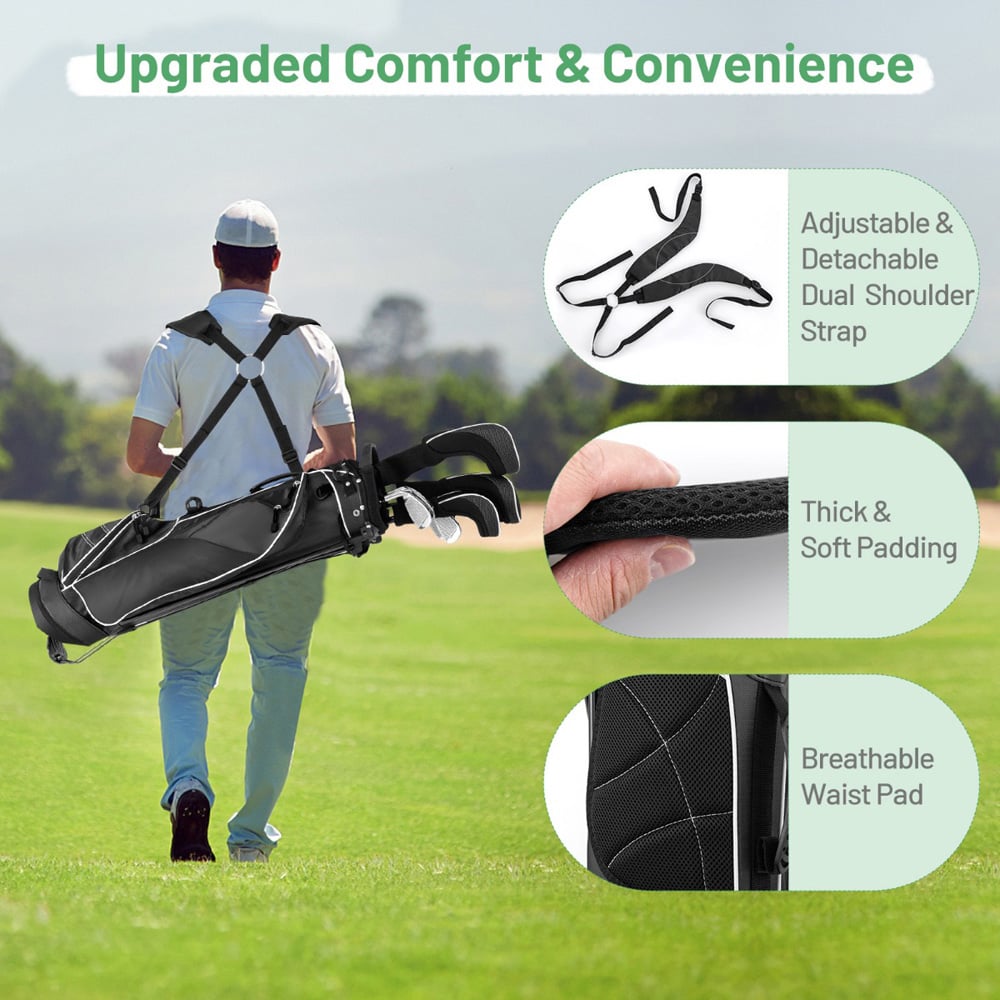 Costway Black Waterproof Golf Stand Bag Image 4