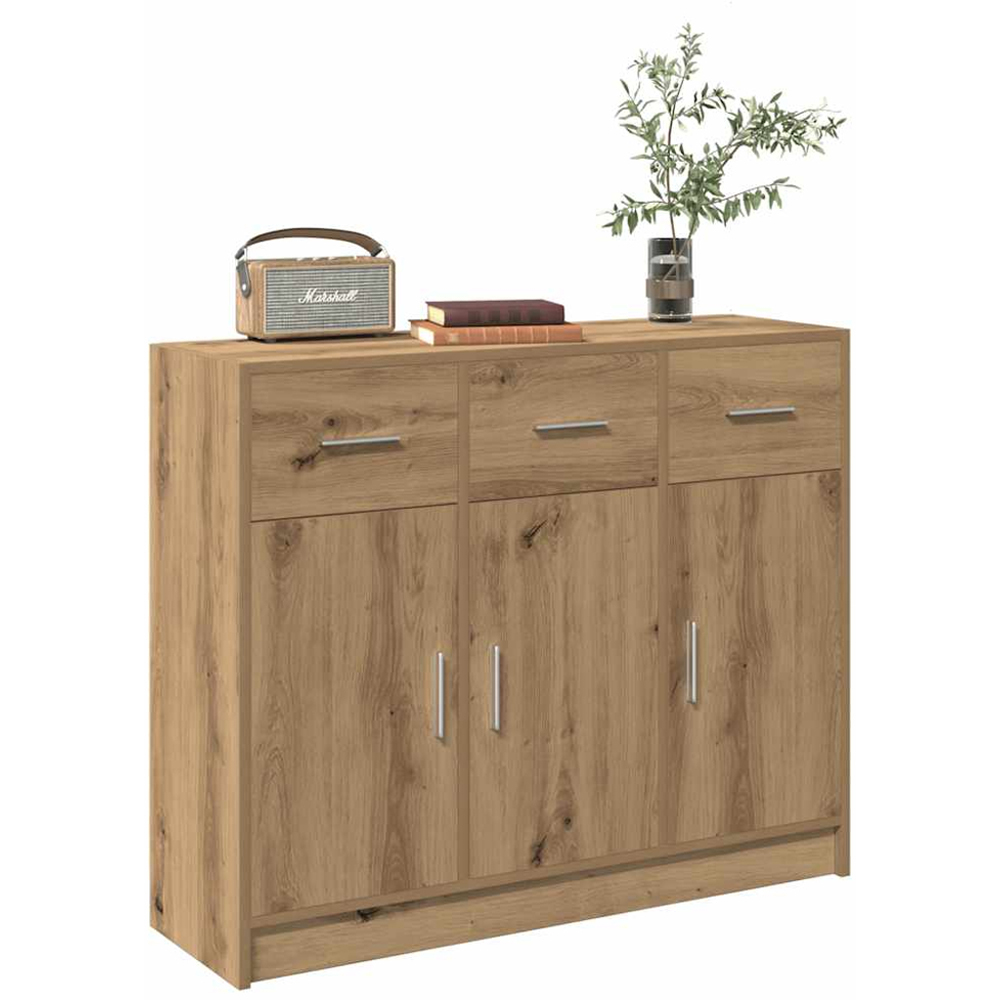 vidaXL 3 Door 3 Drawer Artisan Oak Sideboard Image 3