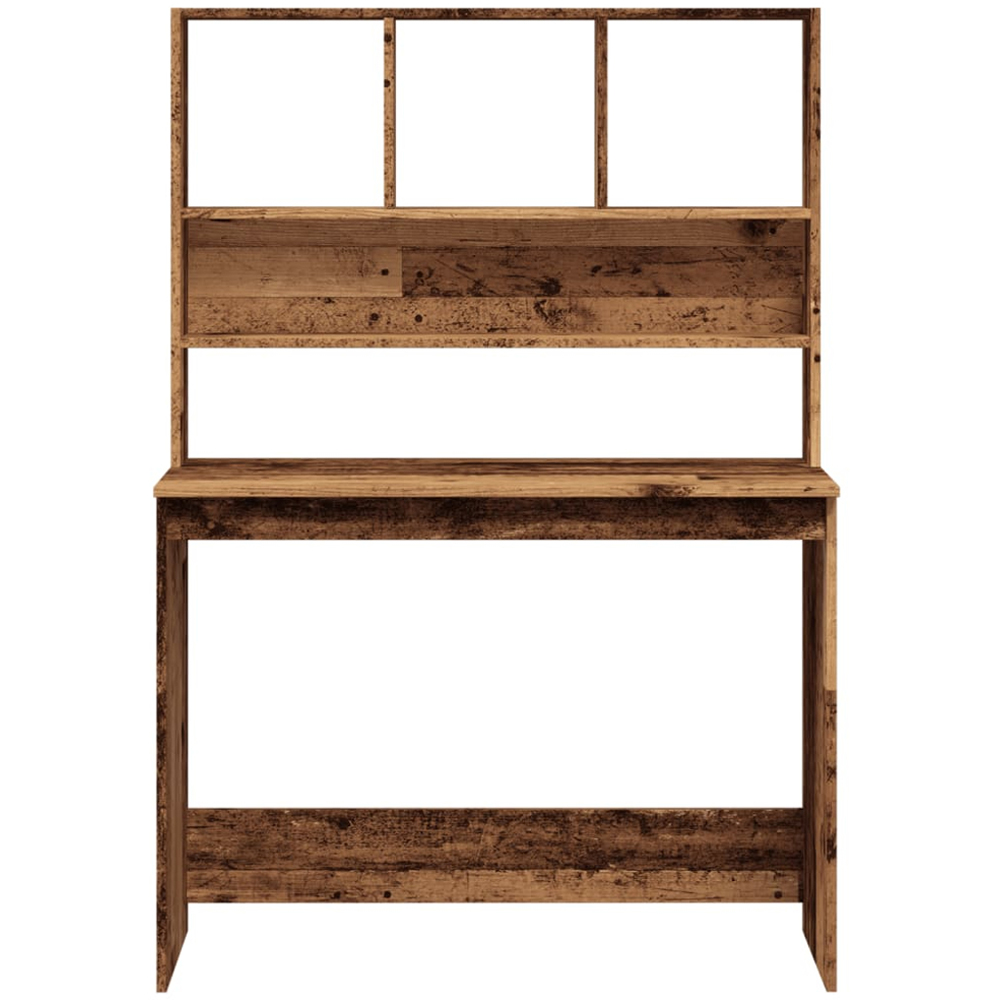 vidaXL 4 Shelf Study Desk Old Wood Effect Image 3