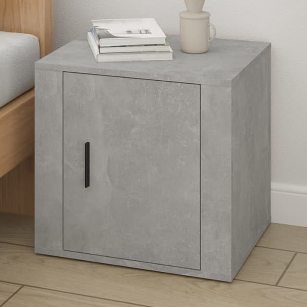 vidaXL Single Door Concrete Grey Bedside Table Image 1