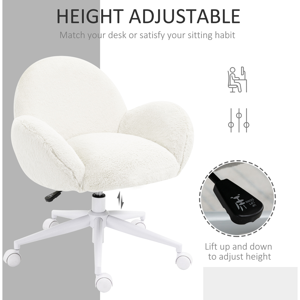 Portland Cream White Fluffy Office Chair with Backrest Image 6