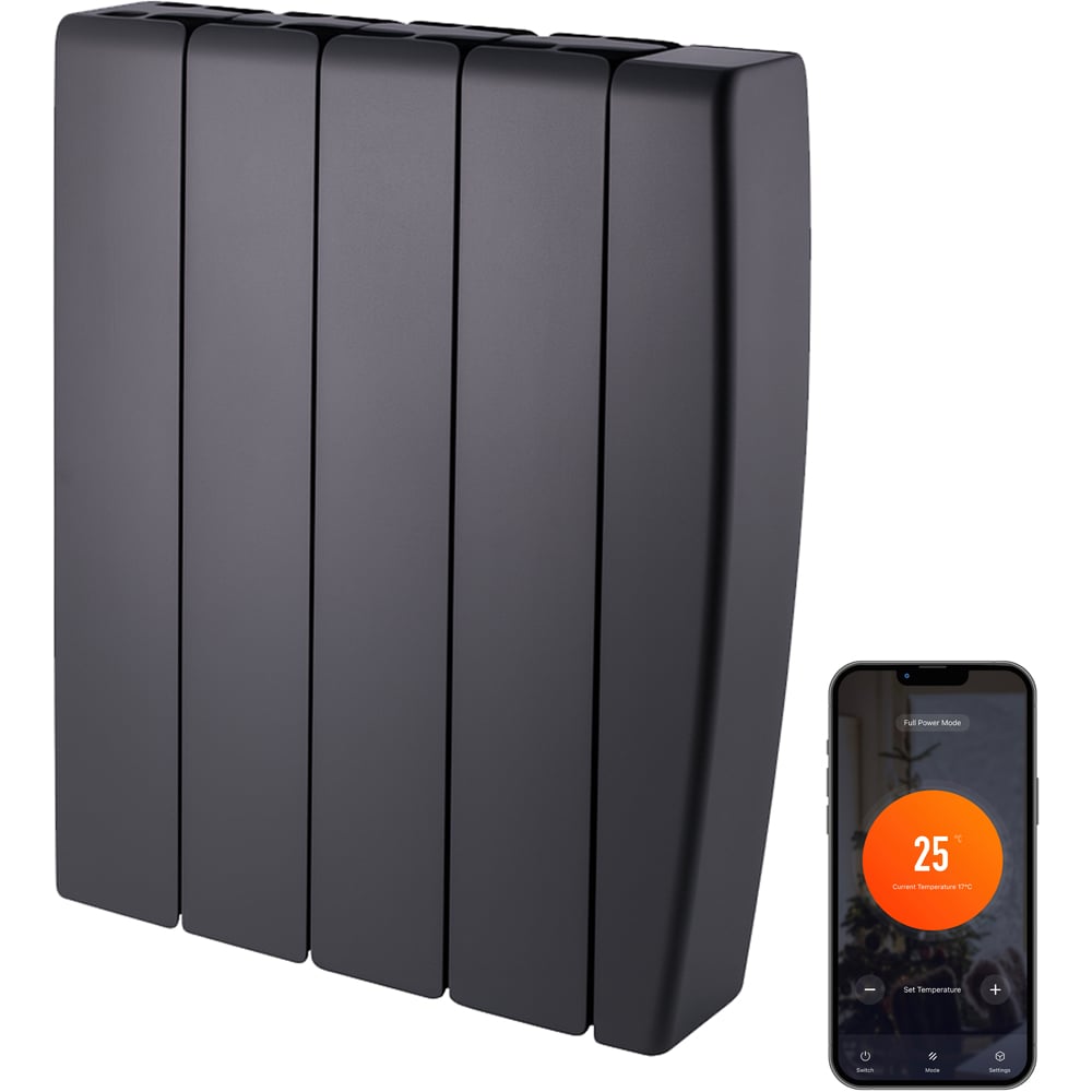 TCP Smart Black Ceramic Electric Radiator 1000W Image 1