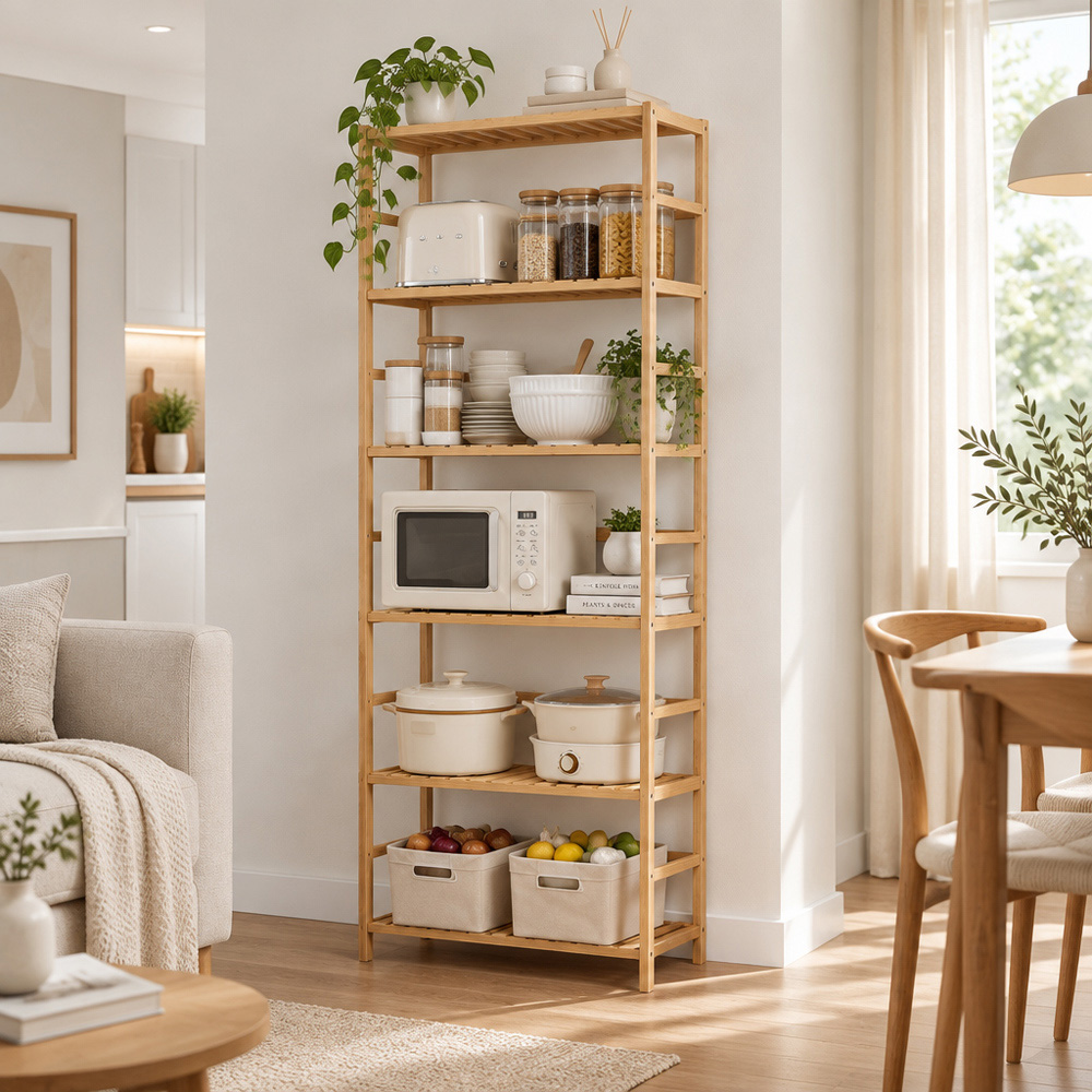 Modcraft 6-Tier Natural Bamboo Bookshelf Image 2