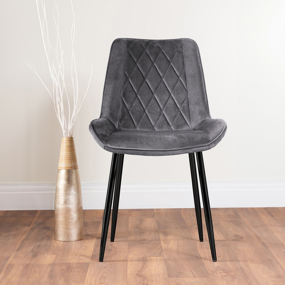 Furniturebox Arona Cesano 6 Seater Round Dining Set Grey and Chrome Image 2