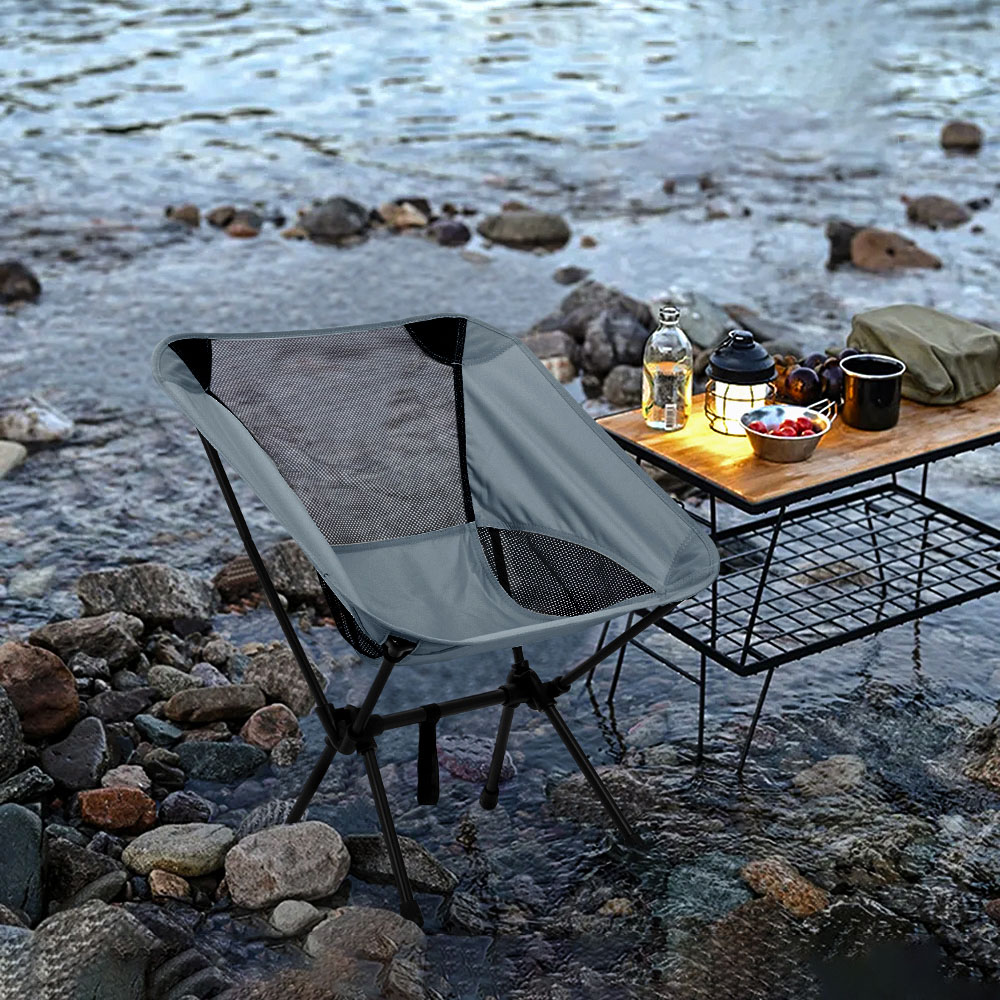 Living and Home Grey Breathable Mesh Foldable Camping Chair Image 7