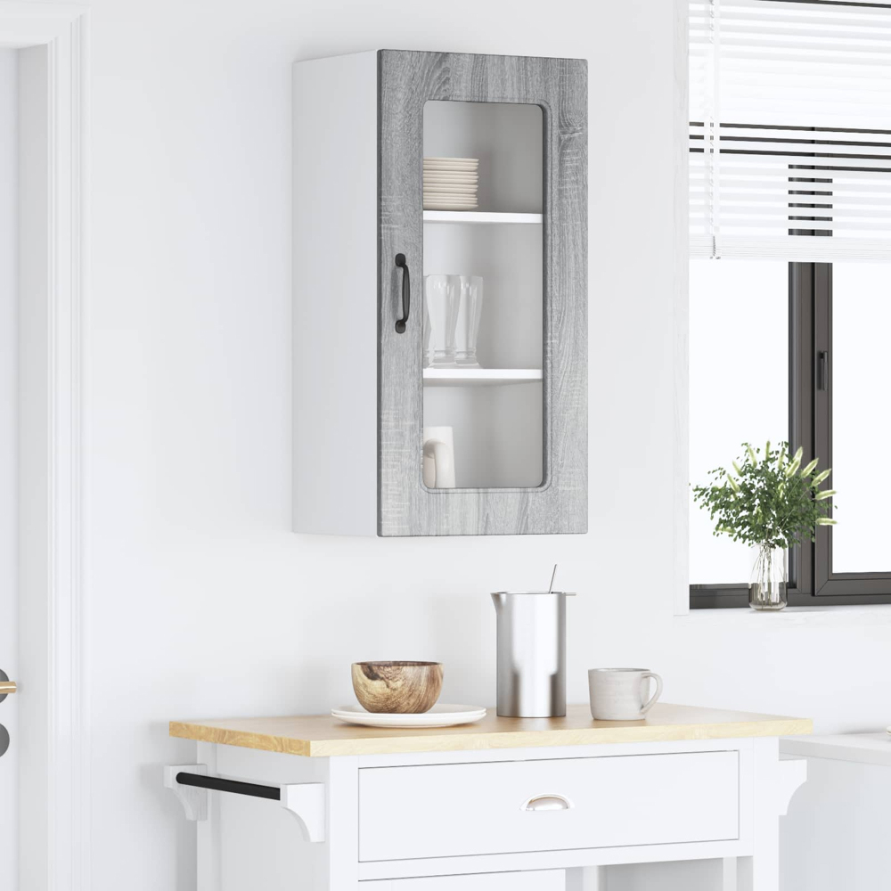 vidaXL Kalmar Single Door Grey Sonoma Wall Kitchen Cabinet Image 9