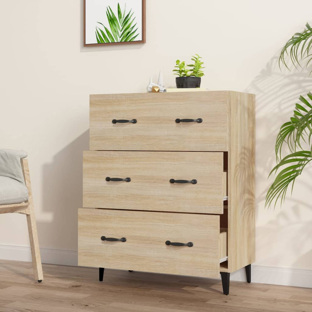 vidaXL 3 Drawer Sonoma Oak Sideboard Image 7