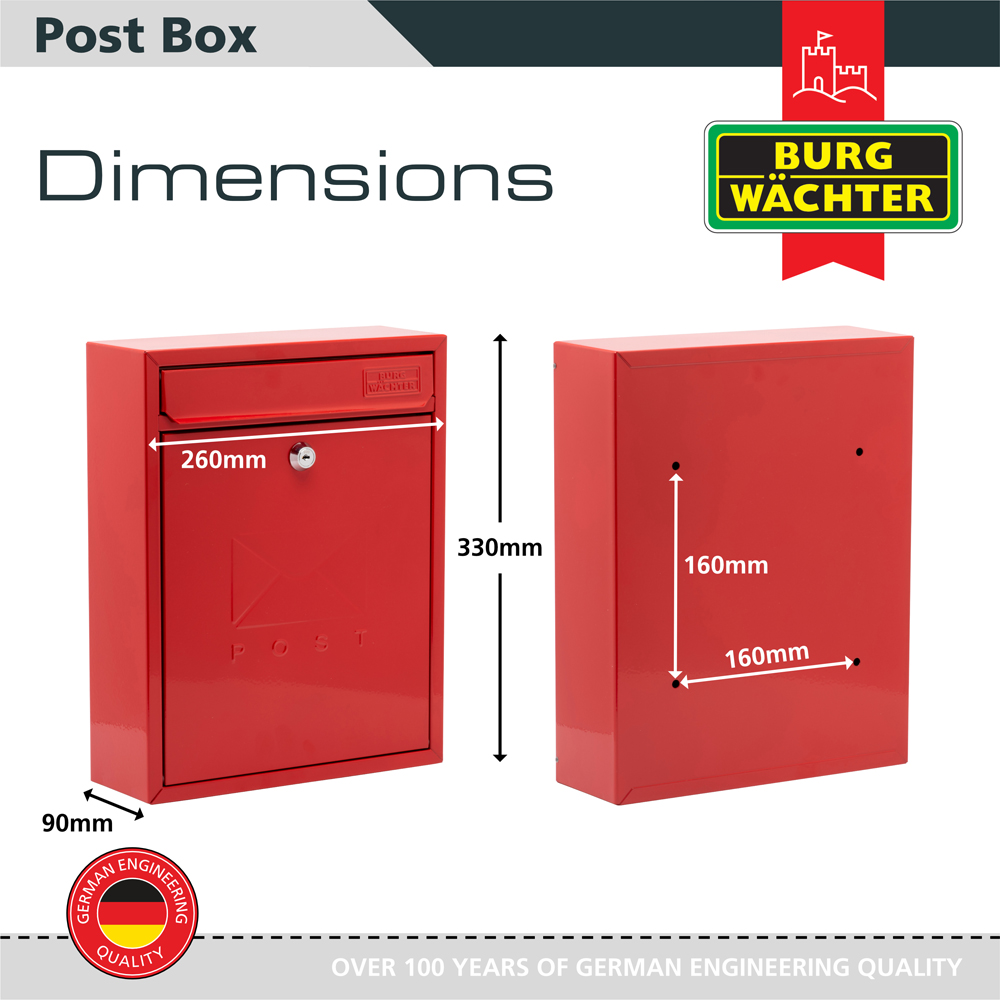 Burg-Wachter Red Compact Pillarbox Post Box Image 5