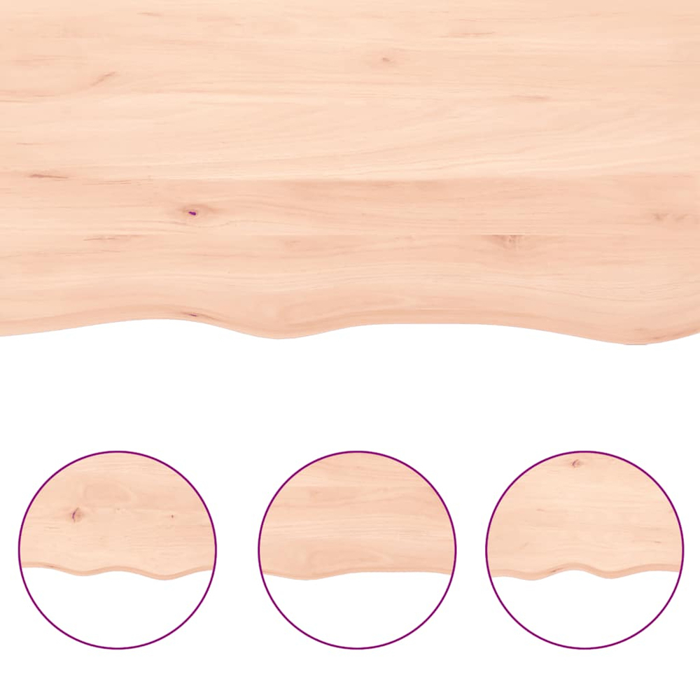 vidaXL 40cm Natural Untreated Solid Oak Wood Floating Wall Shelf Image 7