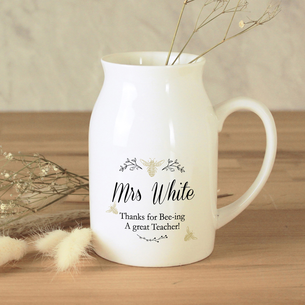 Personalised Memento Personalised Floral Bee Flower Jug Vase Image 3