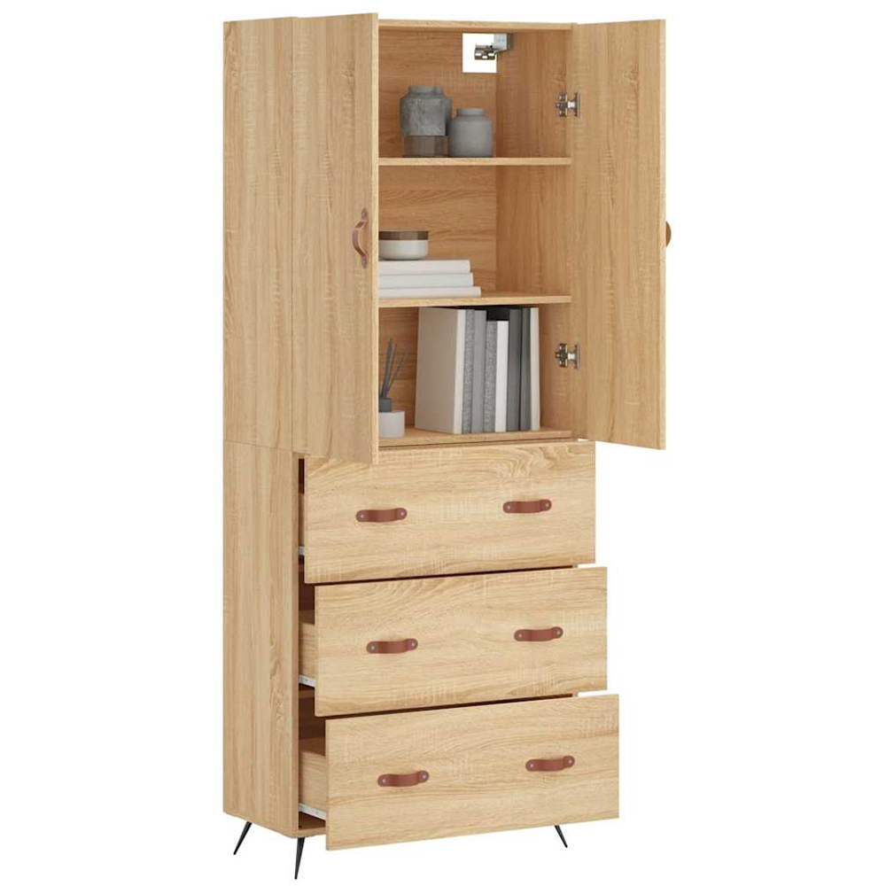 vidaXL 2 Door 3 Drawer Sonoma Oak Highboard with Metal Legs Image 3