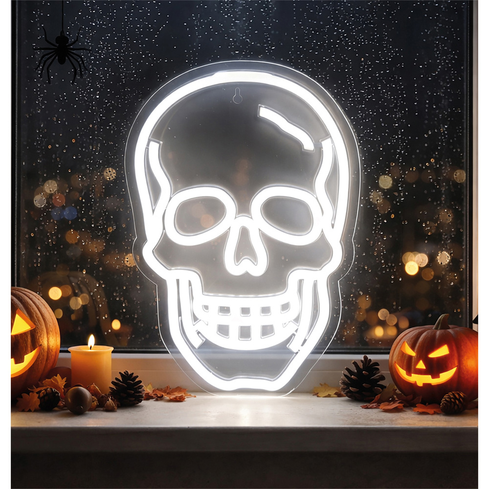 FXLab Skull Silhouette Neon Light Halloween Decoration 33.1 x 1.5 x 22.6cm Image 2