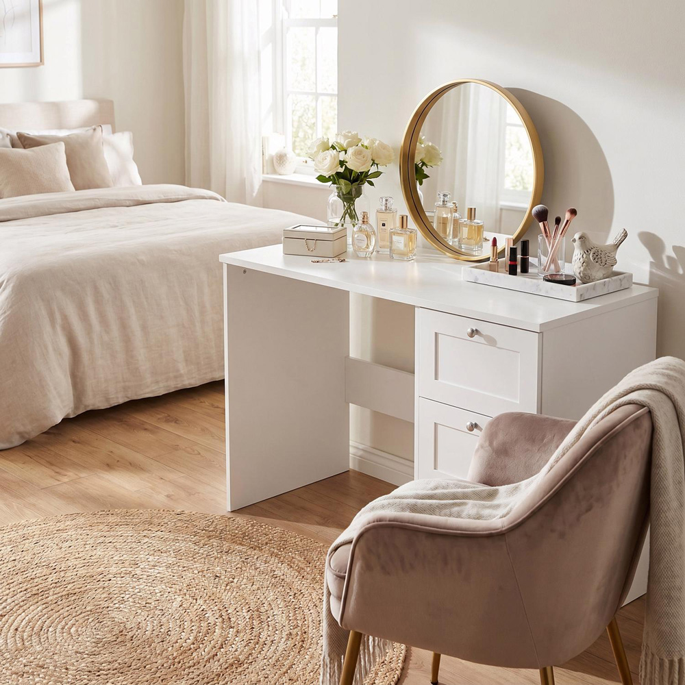 FWStyle Artus 3 Drawer White Vanity Dressing Table Image 5