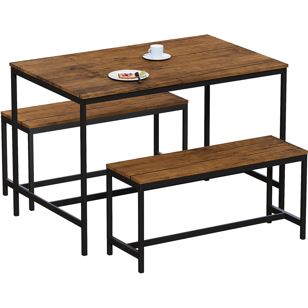 Vida Designs Roslyn 4 Seater Metal Frame Dining Bench Set Dark Wood Image 2