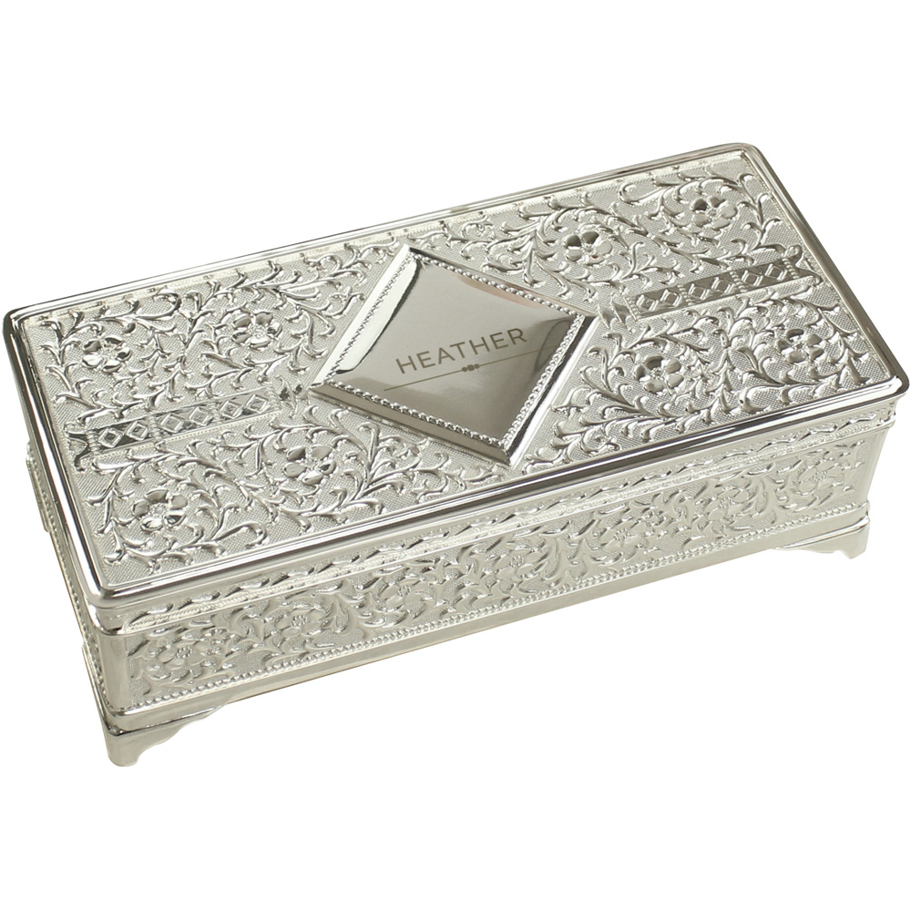 Personalised Memento Personalised Classic Antique Silver Plated Jewellery Box Image 1