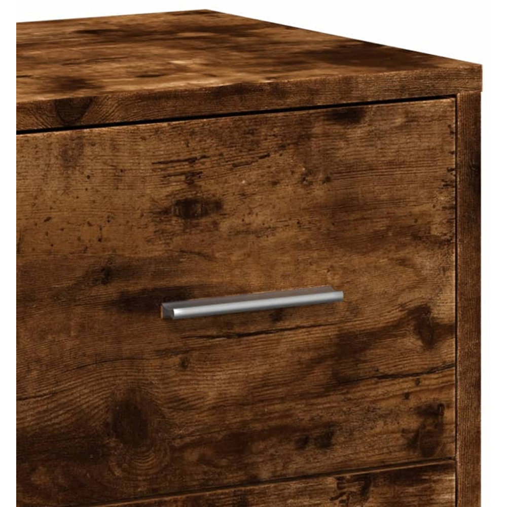 vidaXL 4 Drawer Single Door Smoked Oak Sideboard Image 5