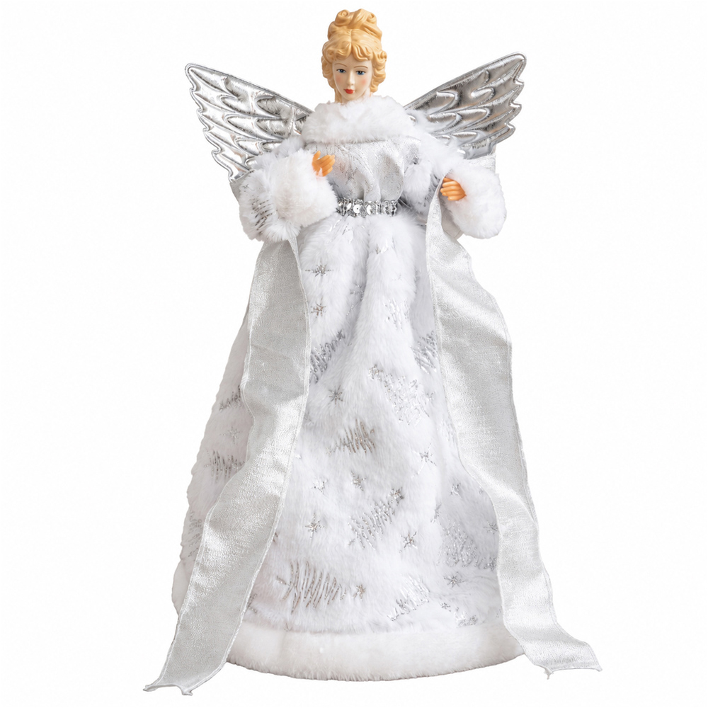 Samuel Alexander Large White and Silver Wings Angel Christmas Tree Topper 45cm Image 1