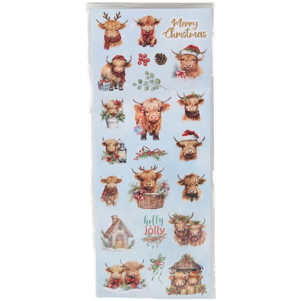 Christmas Highland Cow Sticker Sheet Set Image 4