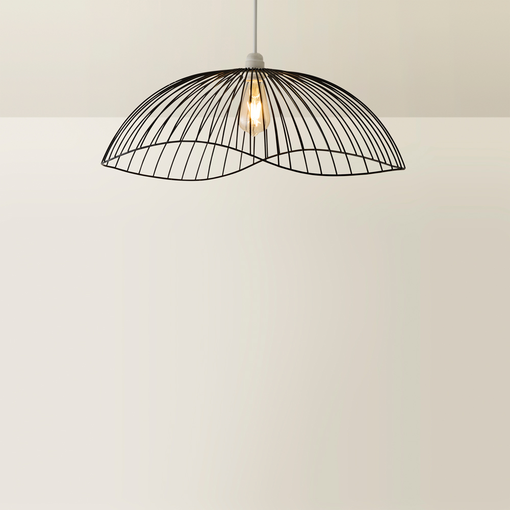 ValueLights Covelas Black Wavy Wire Pendant Shade Image 5