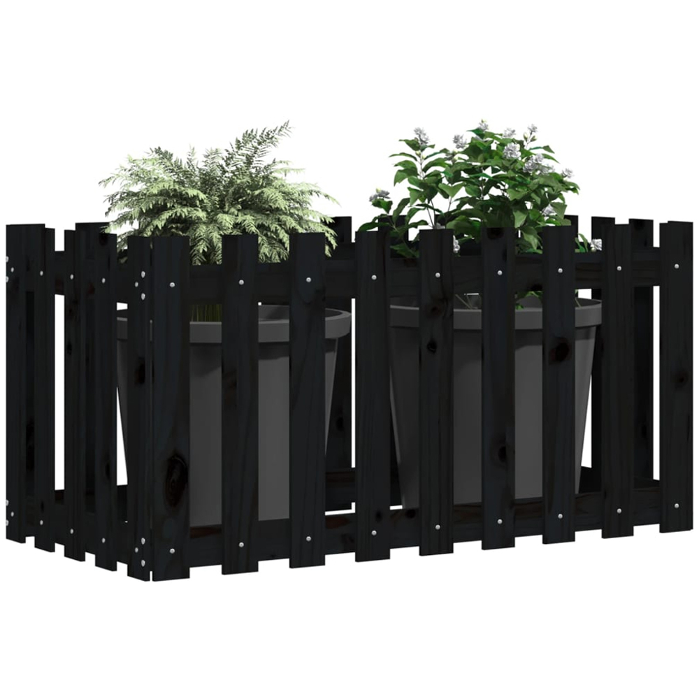 vidaXL Black Pine Wood Raised Garden Bed 50 x 50 x 100cm Image 2
