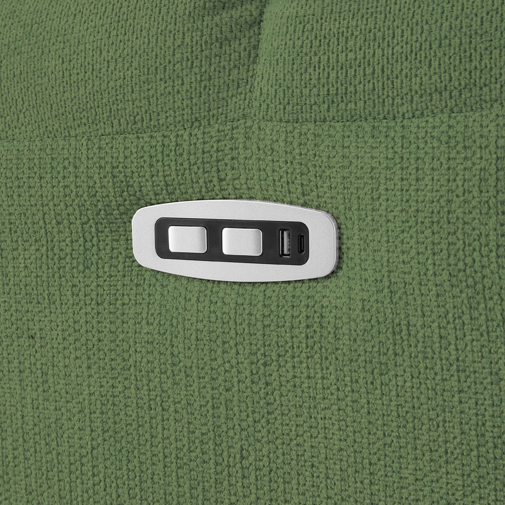 Living and Home Green Chenille Electric Swivel Recliner Chair with USB Charging Image 5