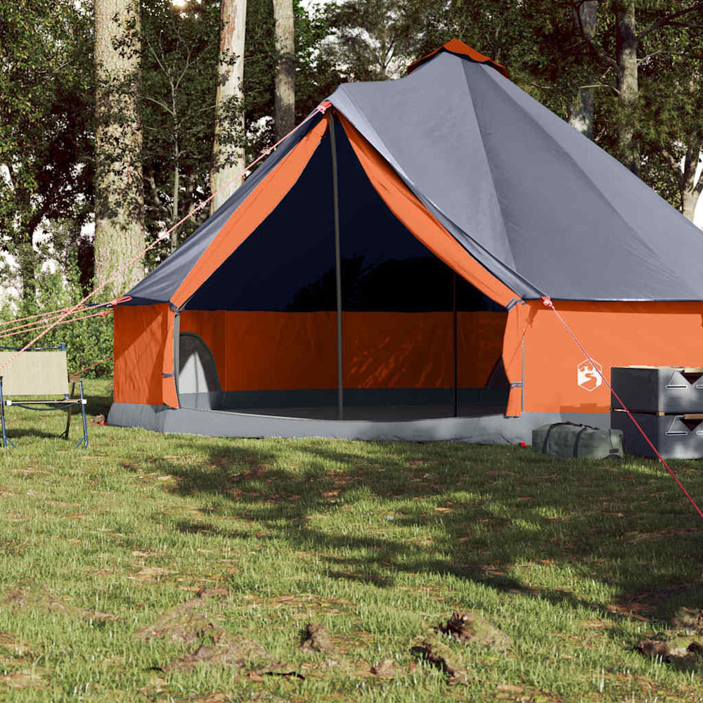 Walplus 8 Person Waterproof Tipi Family Tent Grey and Orange Image 2