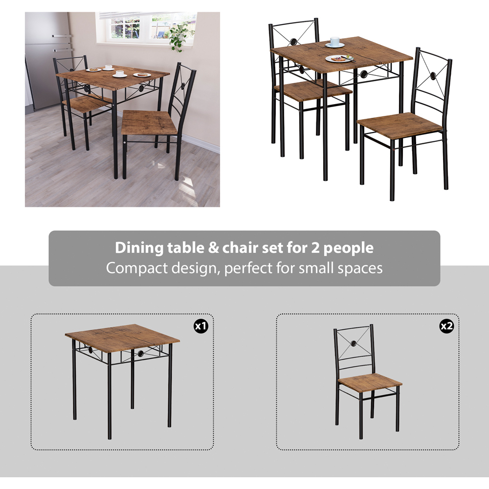 Vida Designs Roslyn 2 Seater Square Dining Set Dark Wood Image 8