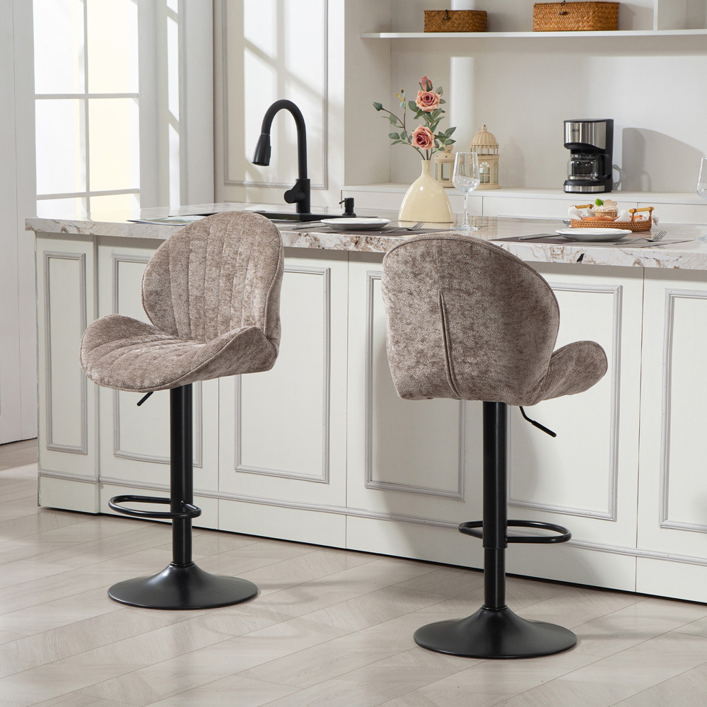 Portland Brown Chenille Swivel Bar Stools Set of 2 Image 2